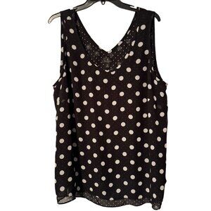 Worthington Womens Black & White Polka Dot Sleeveless Blouse Sz 2X